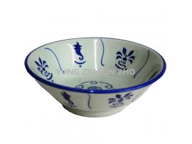 6.5^CERAMICS BOWL(HAND COLOR ANTIQUE BLUE)(11535)